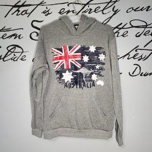 Grey Distressed Australia Flag Hoodie, Lg